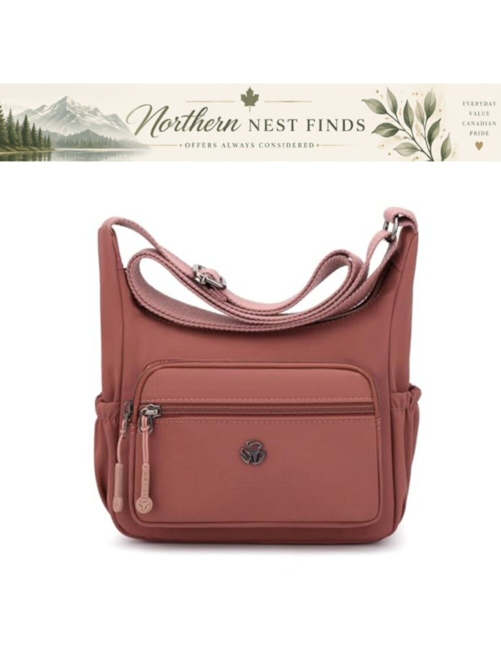 Nylon Crossbody Bag Water Resistant Multi Pocket Shoulder Purse Travel